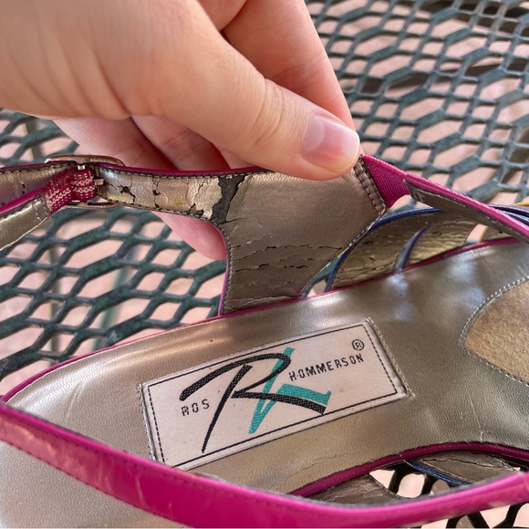 Ros Hommerson | Vintage 80s 90s Narrow Multi-Color Buckle Sandals Metal Details - Picture 8 of 9